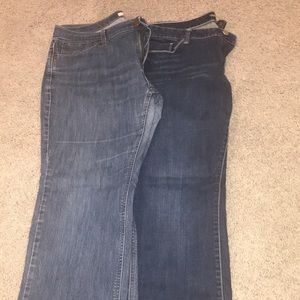 Two Bootcut Denim Jeans, Size 14